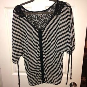 XL sheer and lace blouse
